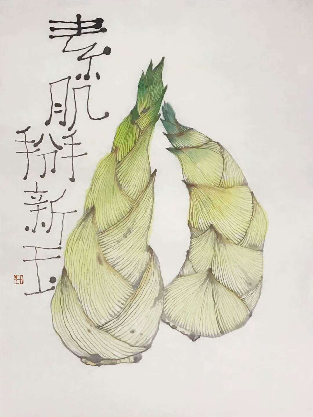 素肌掰新玉国画,50×38cm,2018非卖品 6,160次浏览 李知弥的