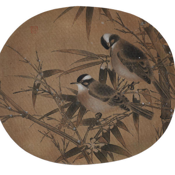 胡安莲-白头丛竹图