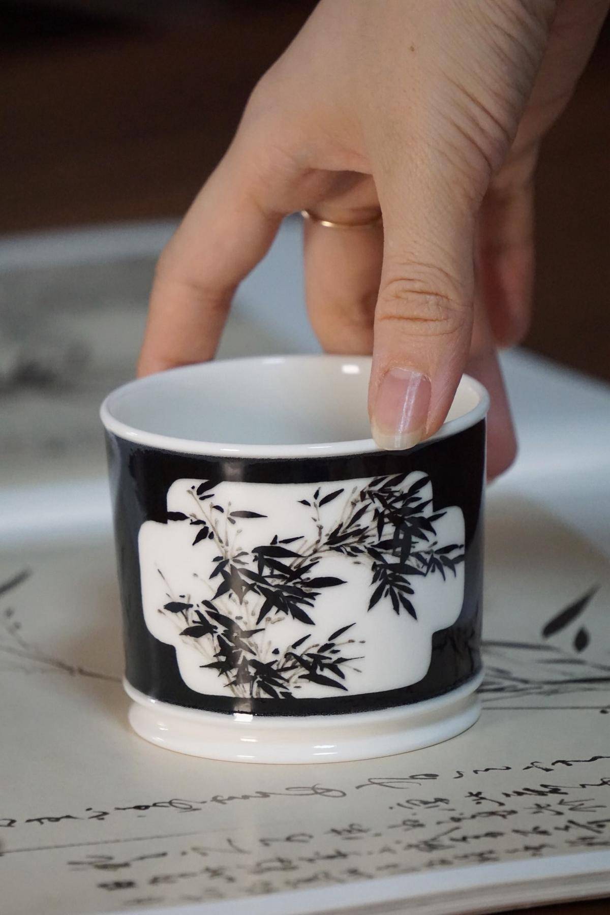 墨竹 双面开窗直口杯 - 穆宣有 作品图2