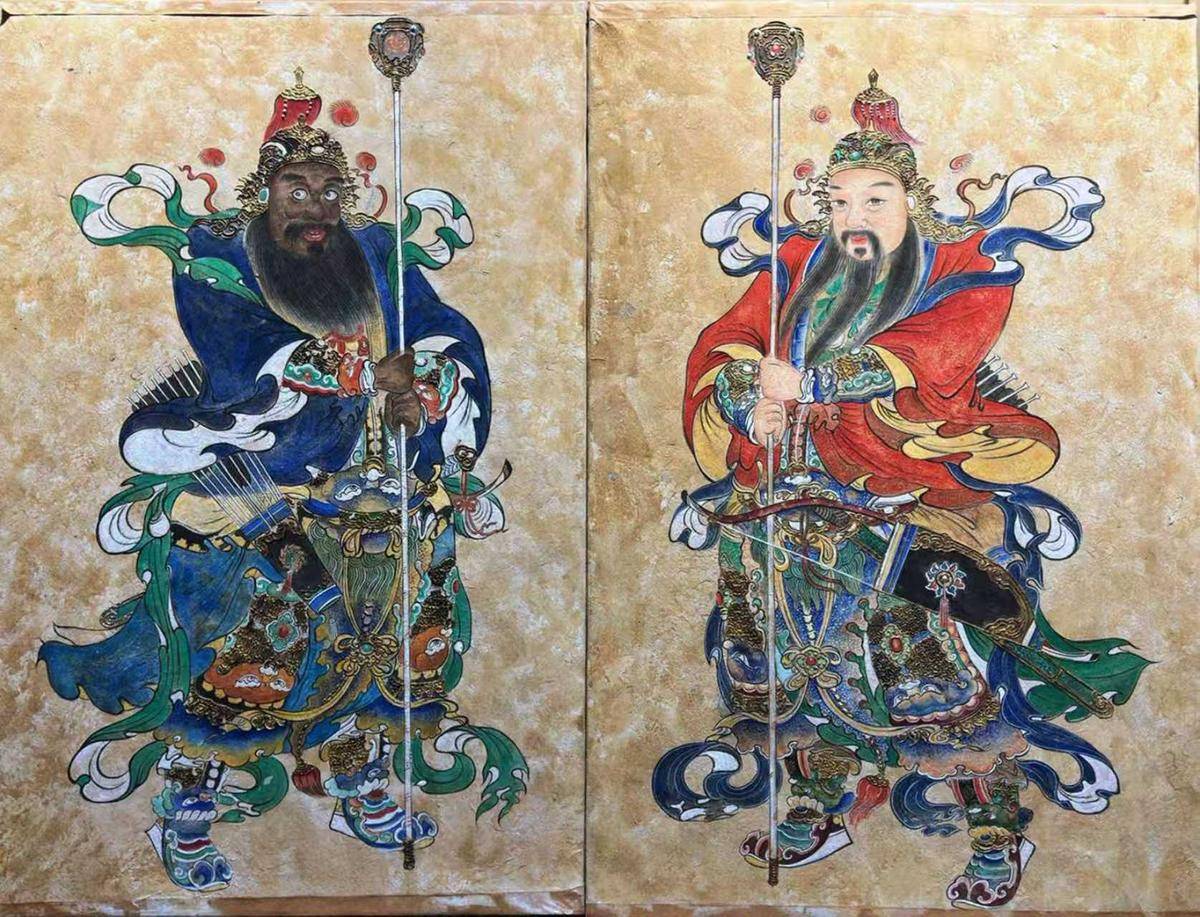 一组门神岩彩壁画 - 李沛璇 作品图1