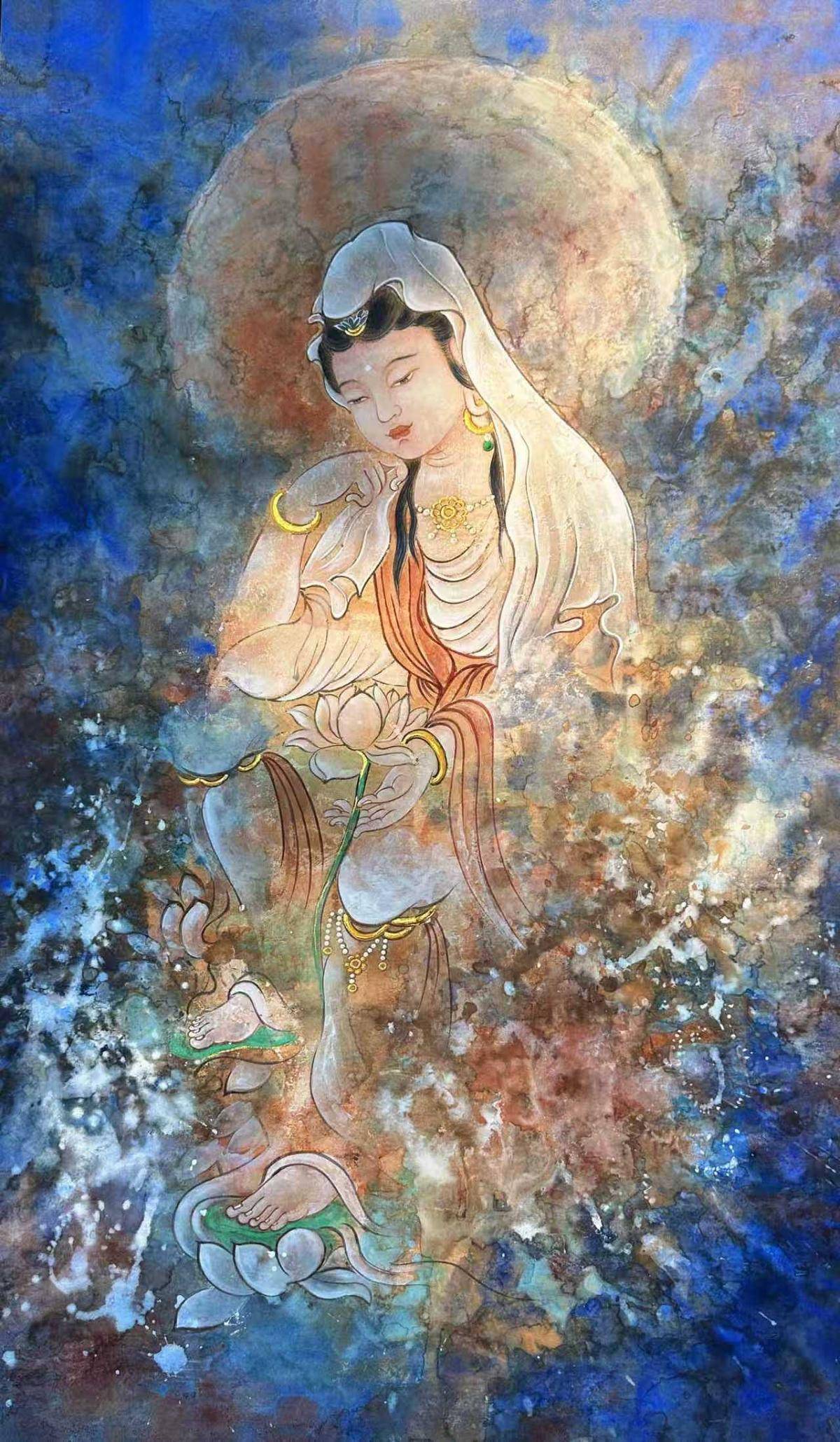 泼彩壁画一如观音 - 李沛璇 作品图1