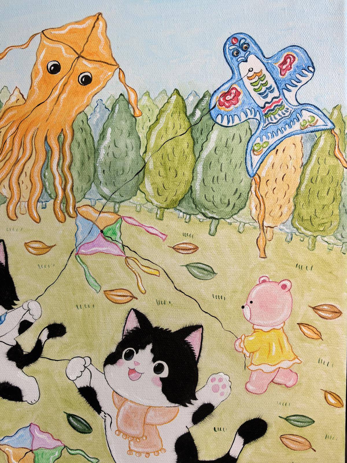 秋游的小猫咪 - 王夏 作品图4