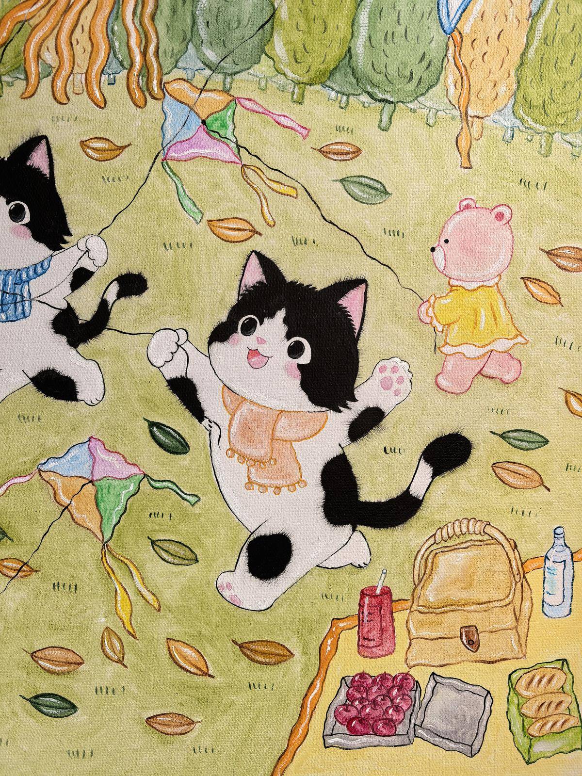秋游的小猫咪 - 王夏 作品图3