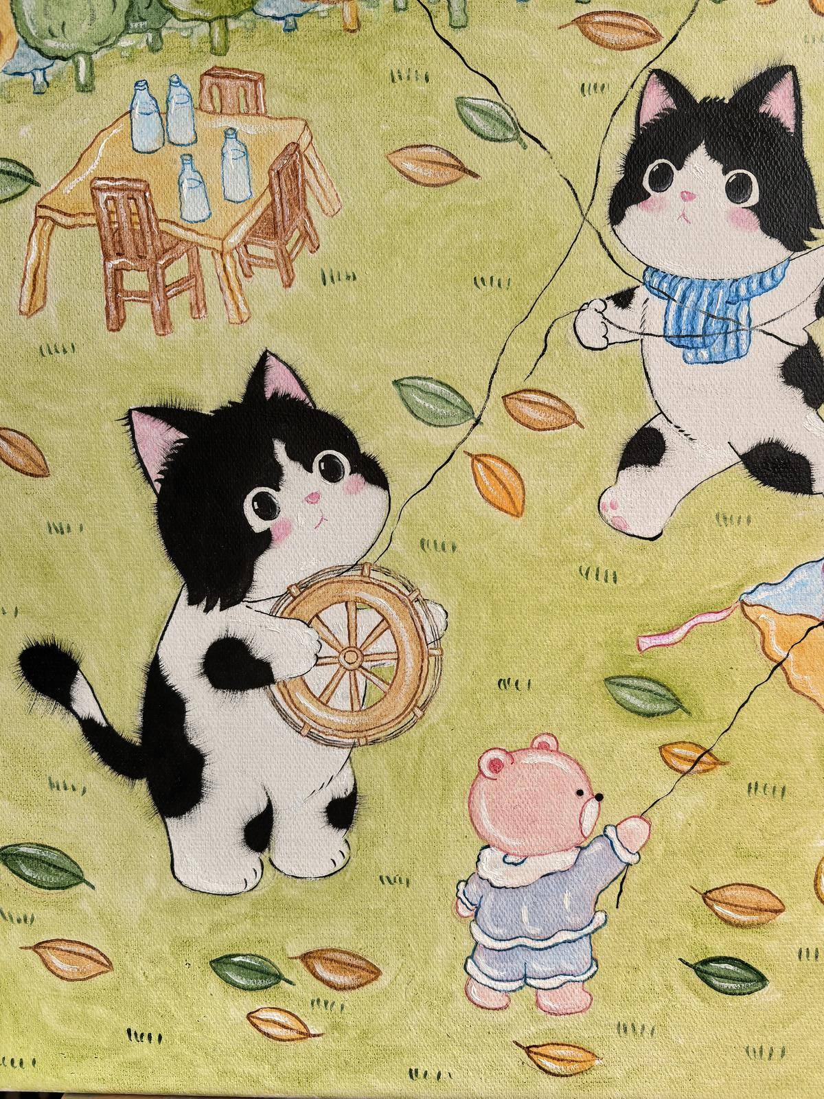 秋游的小猫咪 - 王夏 作品图2