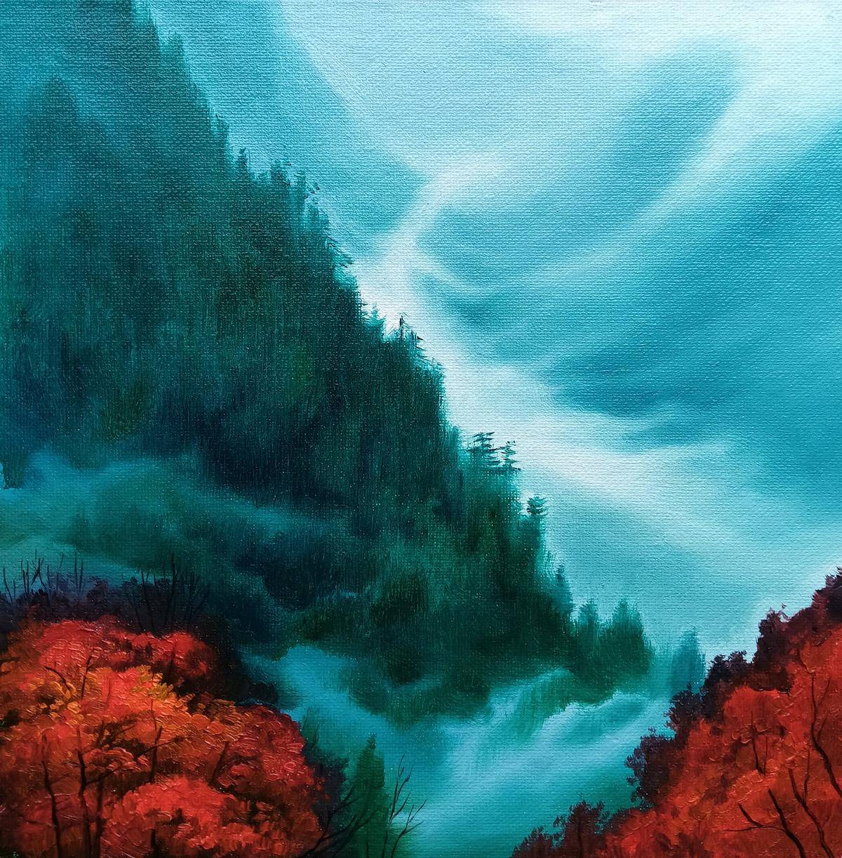 &nbsp;云涧红枫 - 陈敏 作品图1
