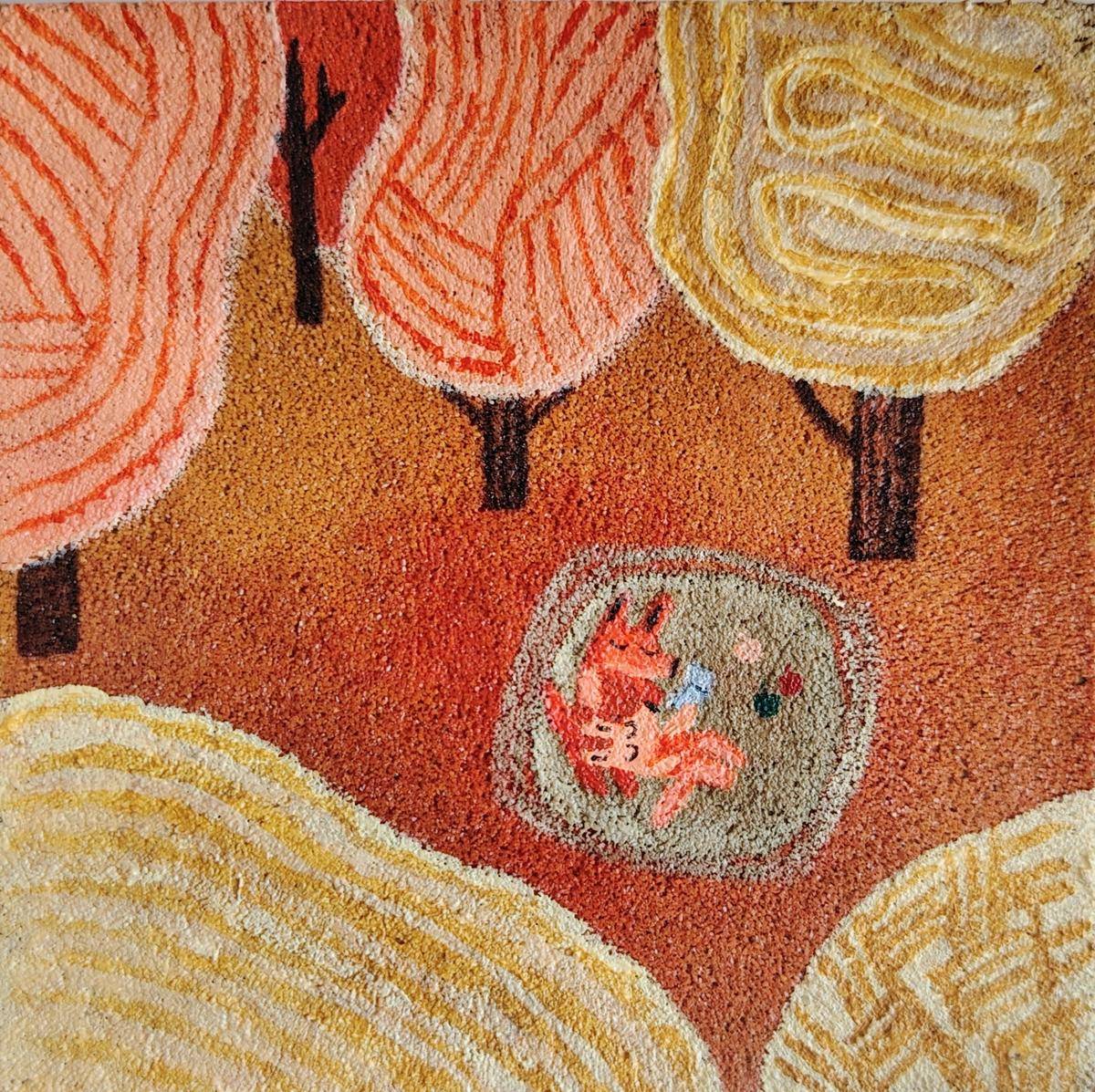 自愈系肌理画《幸福就是珍惜已有的～》 - 郑玲 作品图5
