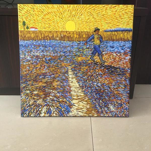 叶子-临摹梵高《夕阳下的播种者》