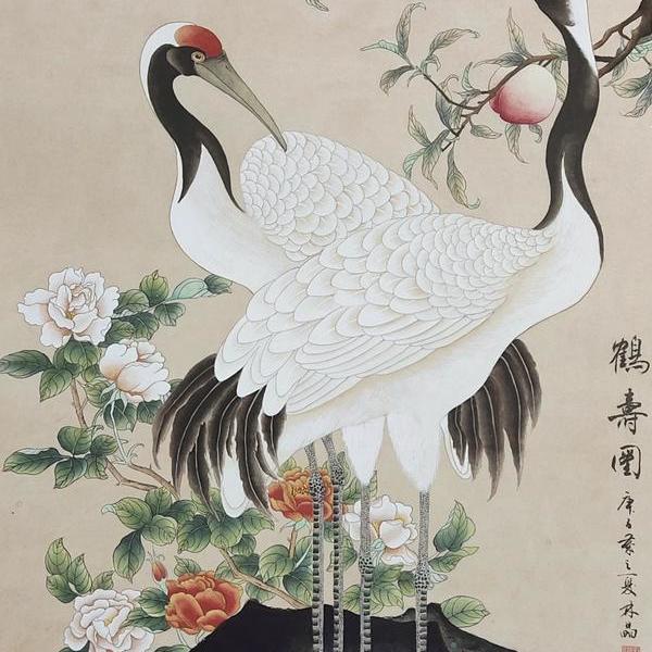 林晶-鹤寿图