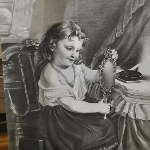 孙芮的油画世界-照镜子的女孩