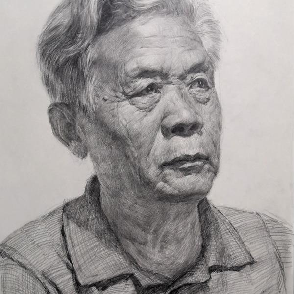 王逍-素描练习—老年男头像