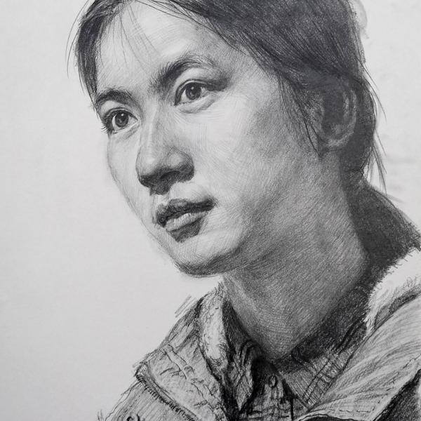 王逍-素描练习—女青年头像