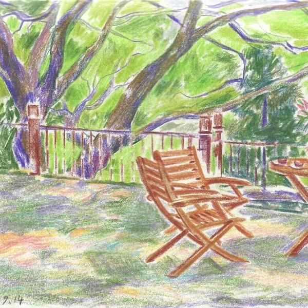 张婕-彩铅写生-庭院