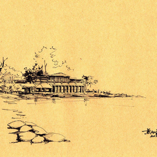 黄劲勇-牛皮纸上画的风景--滨海小景