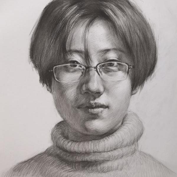 王逍-素描练习—戴眼镜的女青年