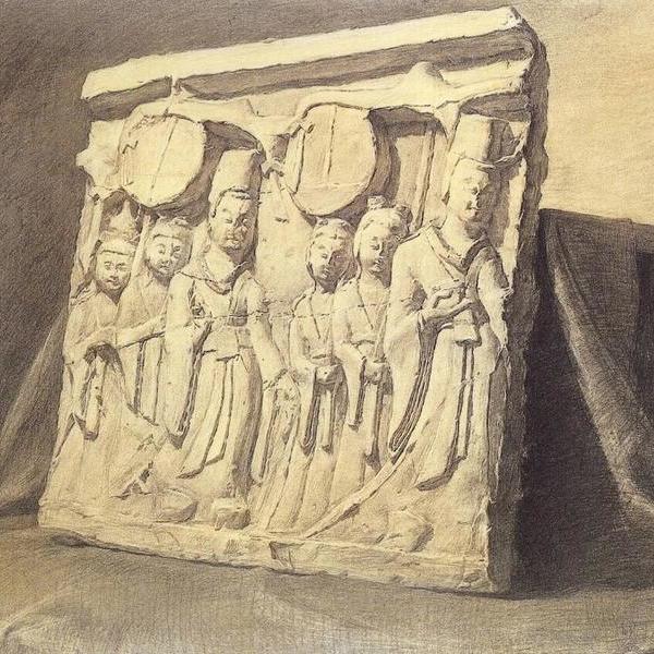 秦鲲皓-素描浮雕石膏像(被收藏)