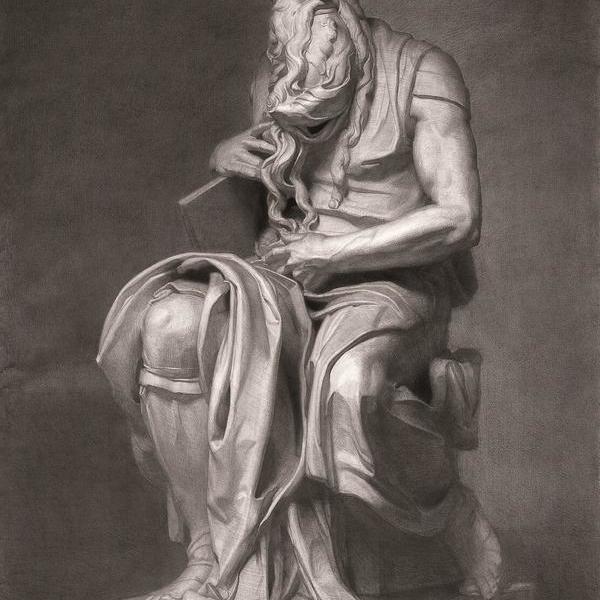 秦鲲皓-素描摩西石膏像(自藏)