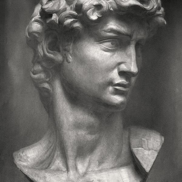 秦鲲皓-素描大卫石膏像(自藏)