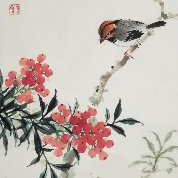 章浩-南天竹小雀