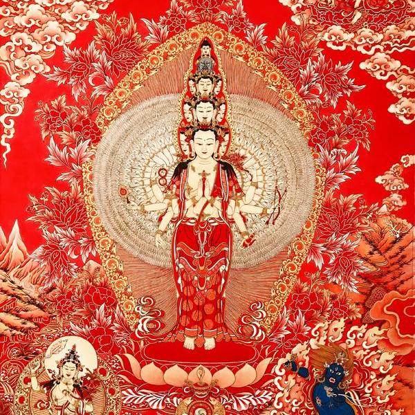 唐卡红佛地藏王菩萨