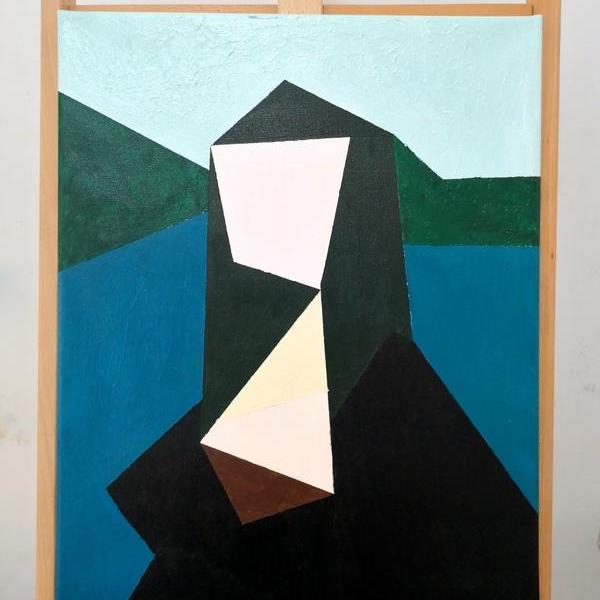 龚丽-布面丙烯画 装饰画 《几何蒙娜丽莎》