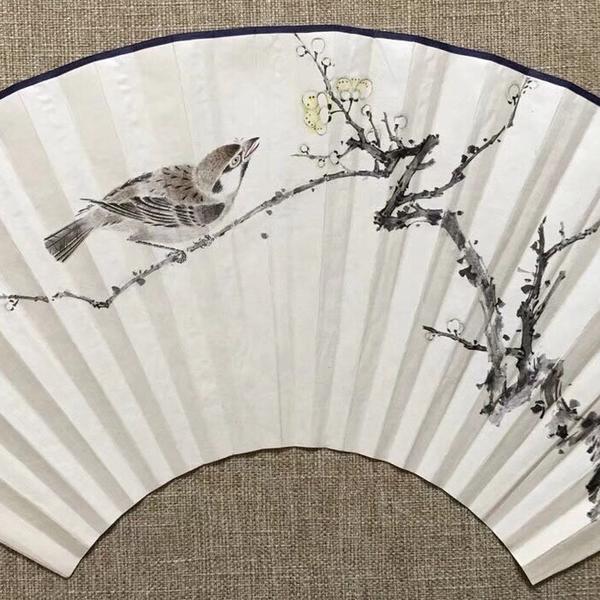 王彬-没骨花鸟扇面