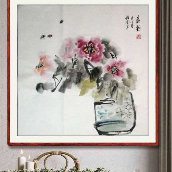 2021年作品中国画写意牡丹团扇2021年作品花鸟册页2021年作品藤萝山雀