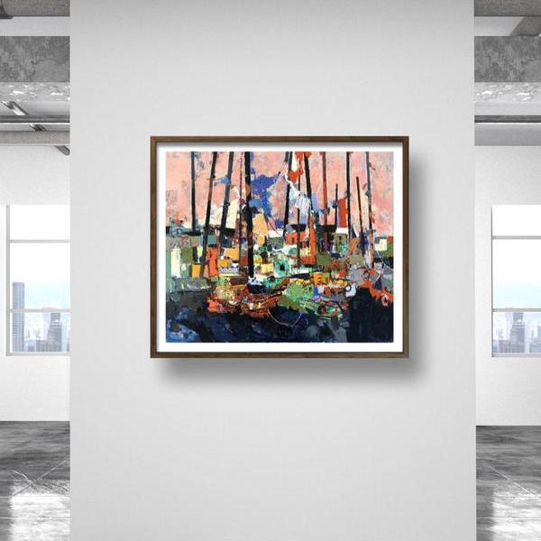 《渔歌系列》100×120油画-杨丽娜作品