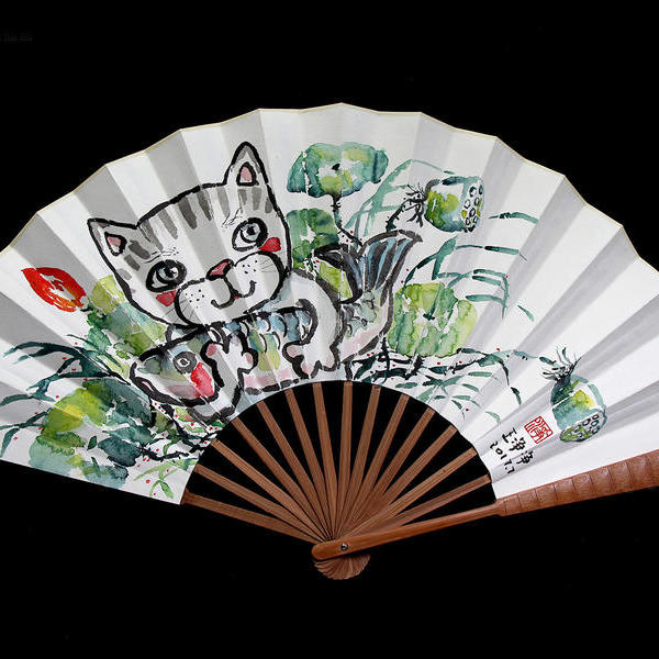 水墨扇子画-吉利图 - 王净净的作品 | artand - 与艺术家面对面的在线