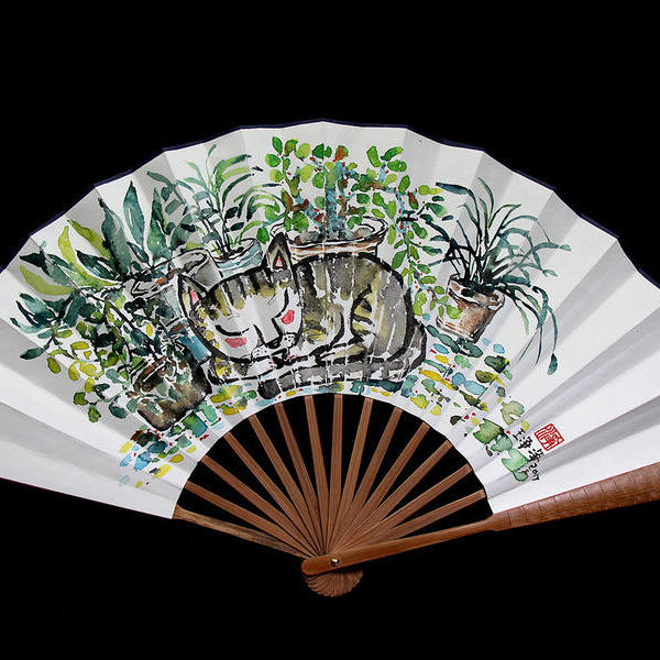 王净净-水墨扇子插画