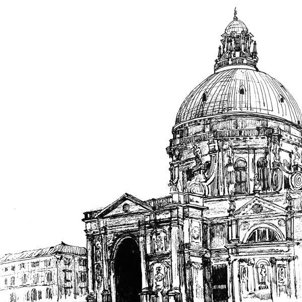 比萨主教堂手绘图片